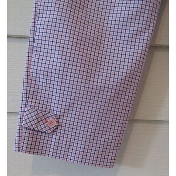 New Talbots Signature Pink & Blue Plaid Capri Tab Pants Sz 8 - Picture 5 of 6